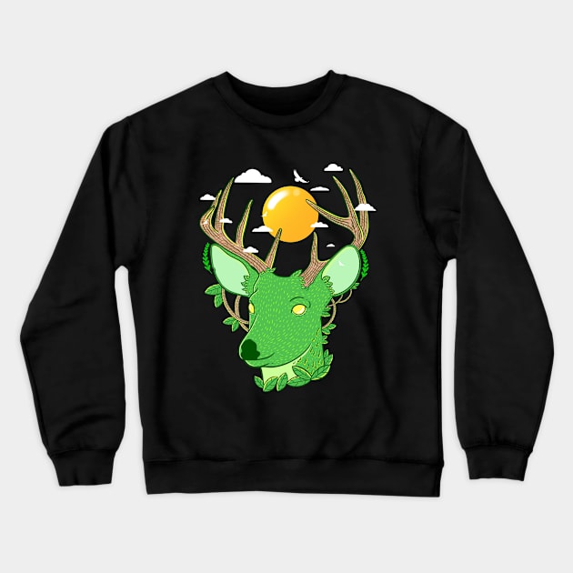 Floral Deer Crewneck Sweatshirt by Artthree Studio